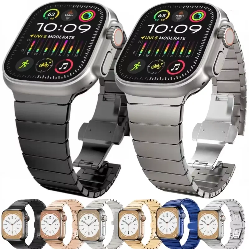 

Металлический ремешок для Apple Watch Ultra 3 49 мм 45 мм 44 мм 42 мм 46 мм Сменный ремешок из нержавеющей стали для браслета iWatch 11 10 9 8 7 6 5 SE