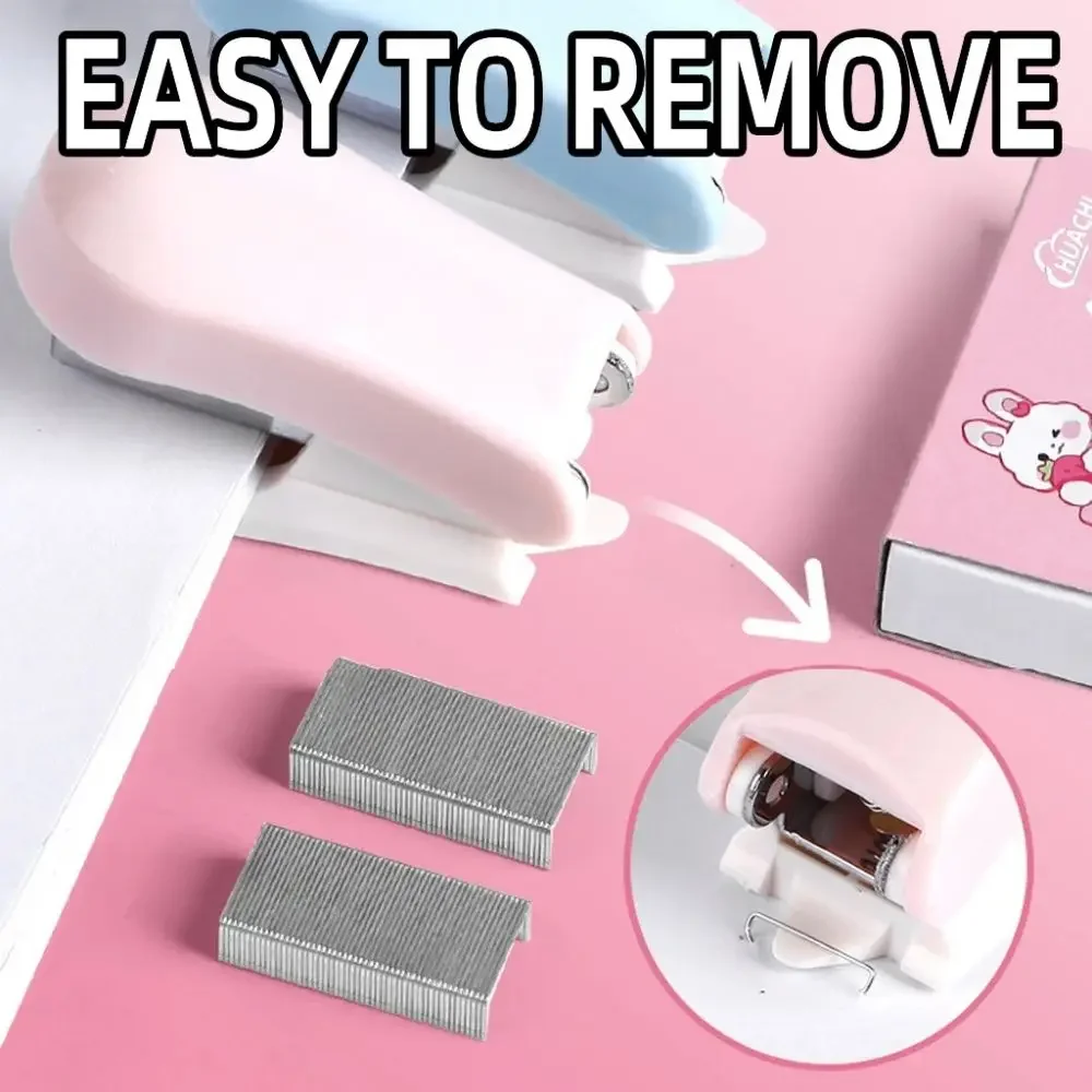 Cartoon Design Mini Stapler Small Size Convenient Student Stapler with Staples Macaron Color Test Paper Stapler Office Use