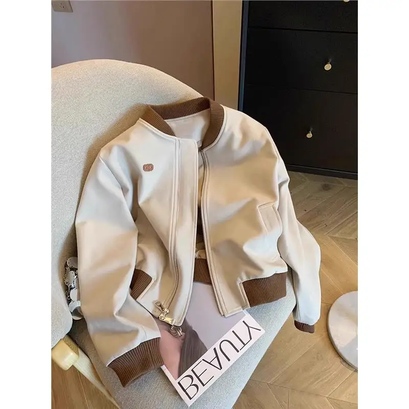 Women's Short Baseball Jacket 2026 New Style Spring Autumn American Retro Color Block Small Size Versatile Baseball Coat