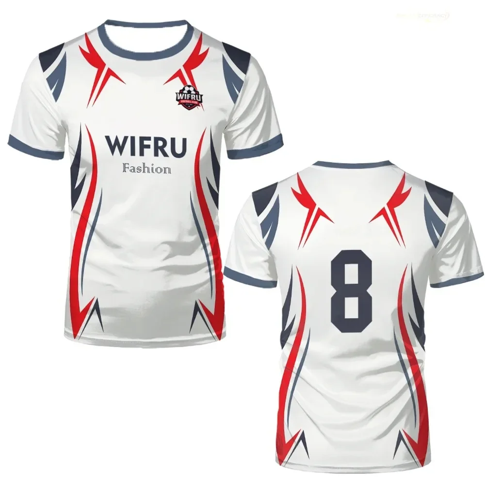 

WIFRU summer new football 3D printing men's short-sleeved sportswear adult parent-child general casual round neck T-shirt top