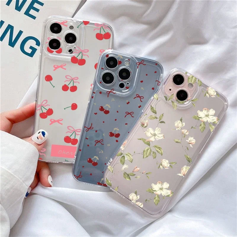 Funda de teléfono Floral cereza para OPPO Realme C53 C55 C75 C67 C65 C63 C35 C30 C33 C20 C12 C21Y C25Y 9 11 10 12 Pro Plus 8 8i Carcasa