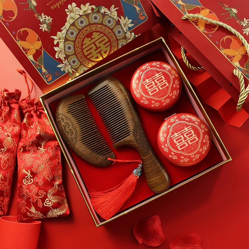 

Wooden comb, mirror bridal dowry gift box