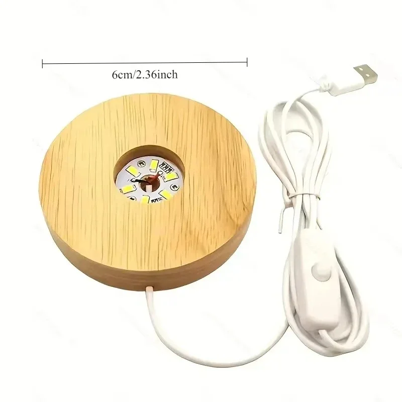 Houten Desktop Decoratieve Verlichting Lichtbasis Nachtlampje Houten Led USB Display Licht Display Stand Lamphouder Lamp Art Ornament