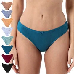 3PCS/Set Women Cotton Panties Sexy Classic Underwear Low Rise Female Rib Underpants Girls Comfort Briefs Bow Lingerie