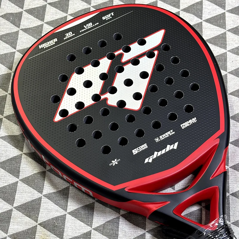 Full Carbon fiber material padel racket for club training, stable hitting control rough grain surface, customizable logo anti-br