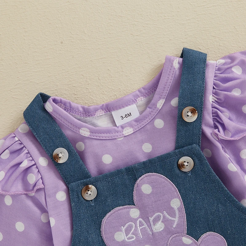 طفلة 3 قطعة مجموعة دوت كشكش كم طويل رومبير الدب القلب فستان عام القوس عقال ربيع الخريف وتتسابق