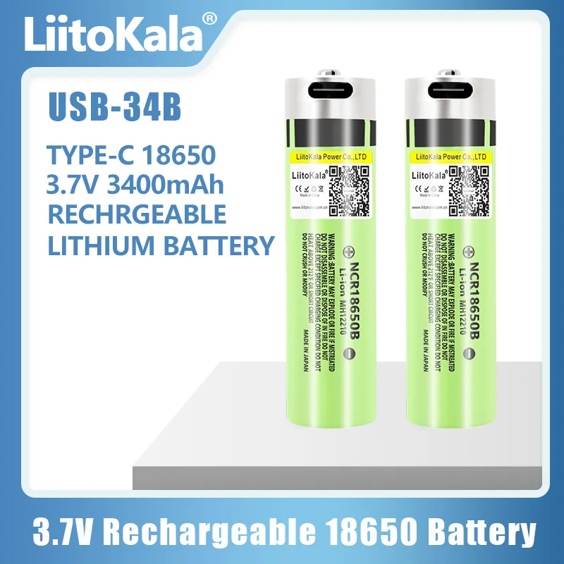 1-10 sztuk LiitoKala USB 3.7V 18650 3400mAh Li-ion akumulator na USB z lampka kontrolna LED dc-ładowanie