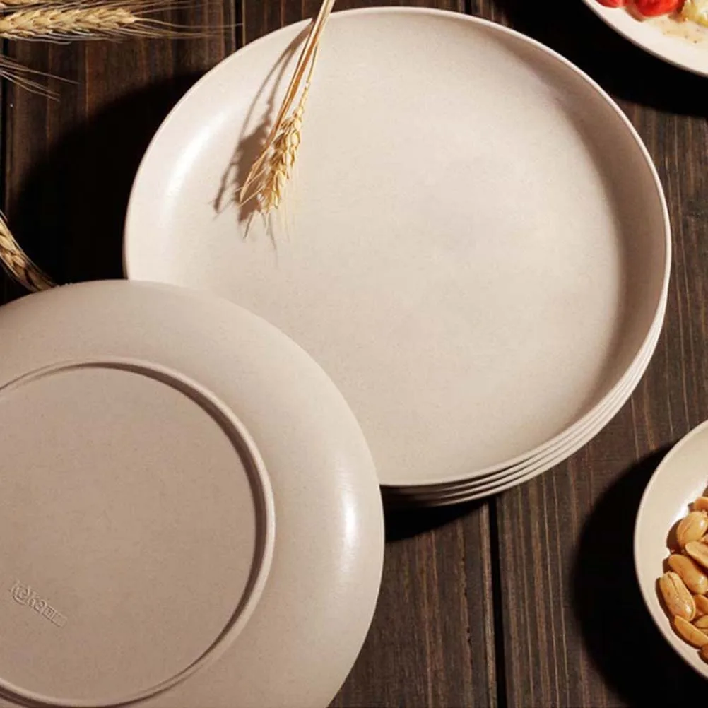 

1Pcs Microwave Oven Safe Dinner Plate Eco Friendly Household Large Size Khaki Serving Dish for Home Restaurant Hotel Use