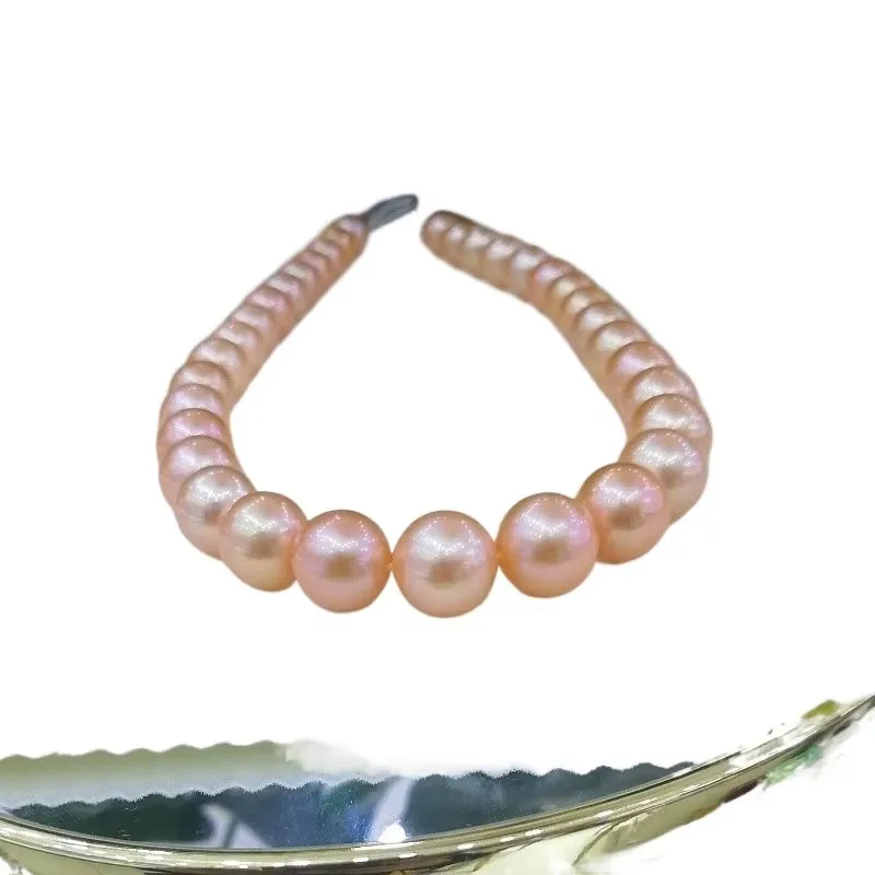 Blush Pearl Necklace, 11-14mm Natural Pink, 925 Silver, A Sunset Kiss for Your Neckline