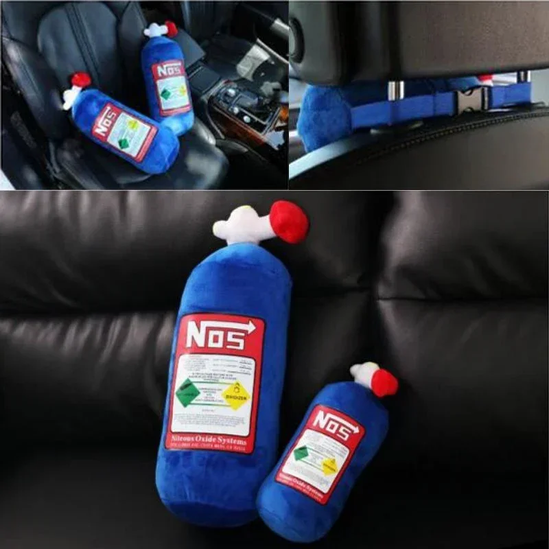 

New Car Neck Pillow Car Headrest for Driver Front Passenger Seat NOS Bottle Pillow Car Decor Headrest Cushion Plush Pillow