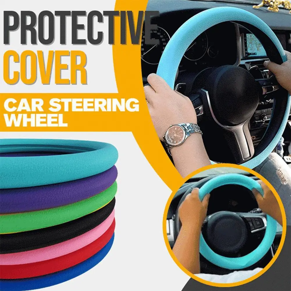 12.6-15.7inches Automotive Silicone Steering Wheel Cover Four Seasons General Sweat Absorbent Anti-slip Interior Accesorios