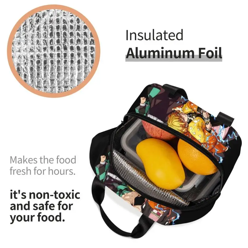 Custom Demones S-Slayer Thermal Insulated Lunch Bag Women Portable Lunch Container for Work School Travel Multifunction Food Box view 4