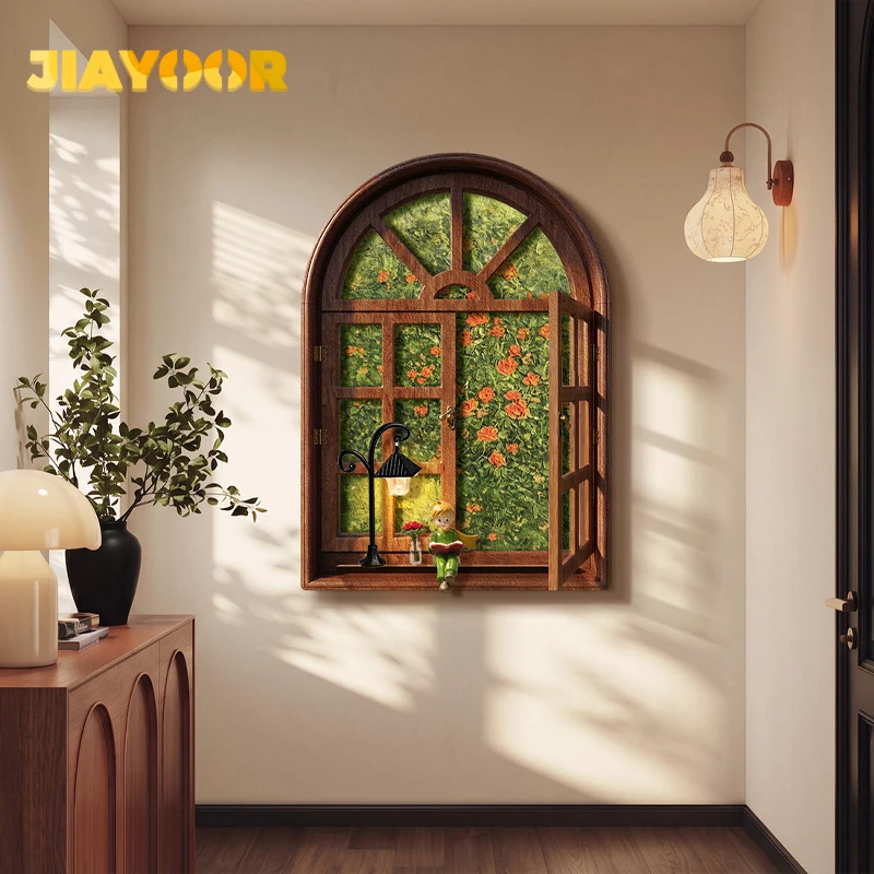 Entrance Decoration Porch Green Plant Ornaments Entrance Corridor LED Wall Lamp Painting High-End Living Room Mural Lamp