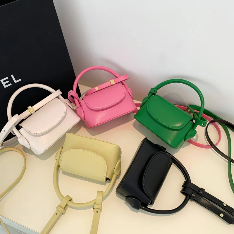 Simple Handbag Cute Candy Color Mini Lipstick Key Bag Clutch PU Leather Fashion Women\'S Coin Casual Shoulder Crossbody Bags