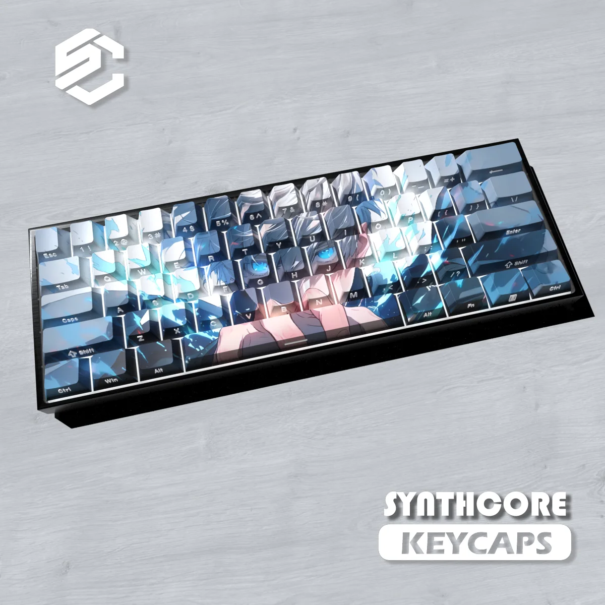 74 Keys Gojo Satoru Theme Keycaps Comics Anime Key Cap PBT Cherry Profile Custom Keycap for 60 65 68 Mechanical Keyboard