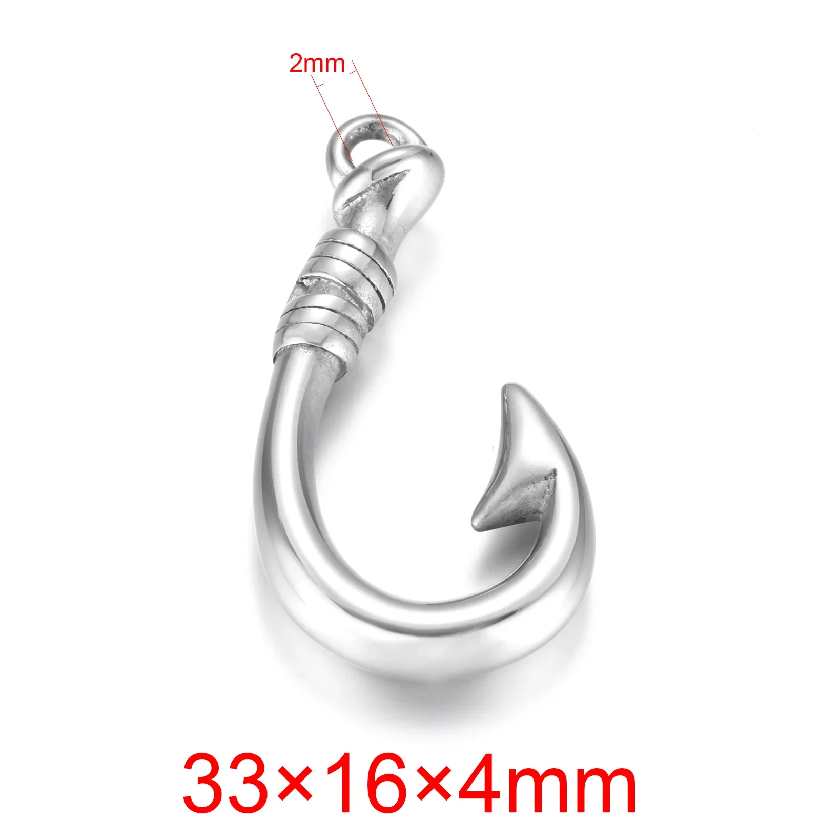 Stainless Steel High Polish Hole 2mm Bracelet Hook Clasp Fishhook Jewelry Making Finding DIY Supplies Accessories Wholesale