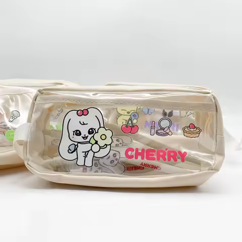 IVE MINIVE Kawaii Yujin Gaeul Wonyoung LIZ Rei Leeseo Transparent Pencil Case Large Capacity Waterproof Cosmetic Bag Stationery