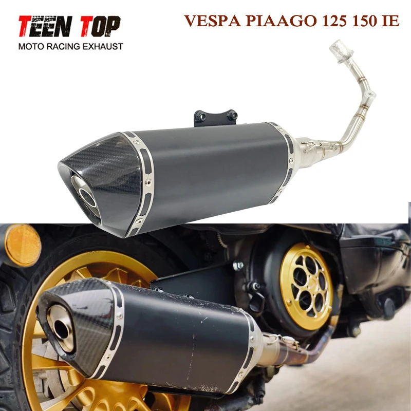 Full Motorcycle Exhaust System For Vespa Sprint 125/150 4T 3V Exhaust Pipe Primavera 125IE 150IE 3V Motorbike Muffler Silencer