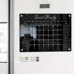 Acrylic Refrigerator Magnets Black Weekly Planner Calendar Memo Board Erasable Fridge Stickers Home Decoration Office Supplies