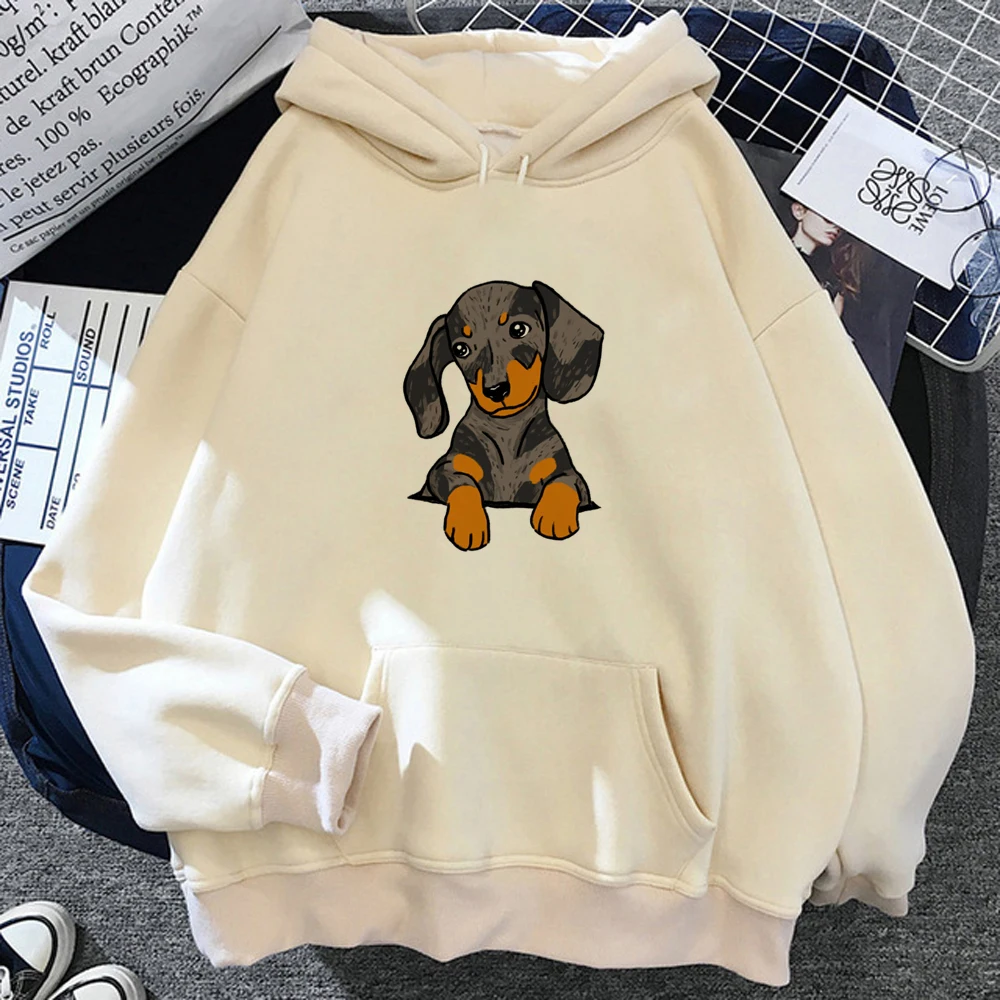 

Dachshund hoodies women graphic Winter streetwear sweatshirts female Fleece Hooded Shirt