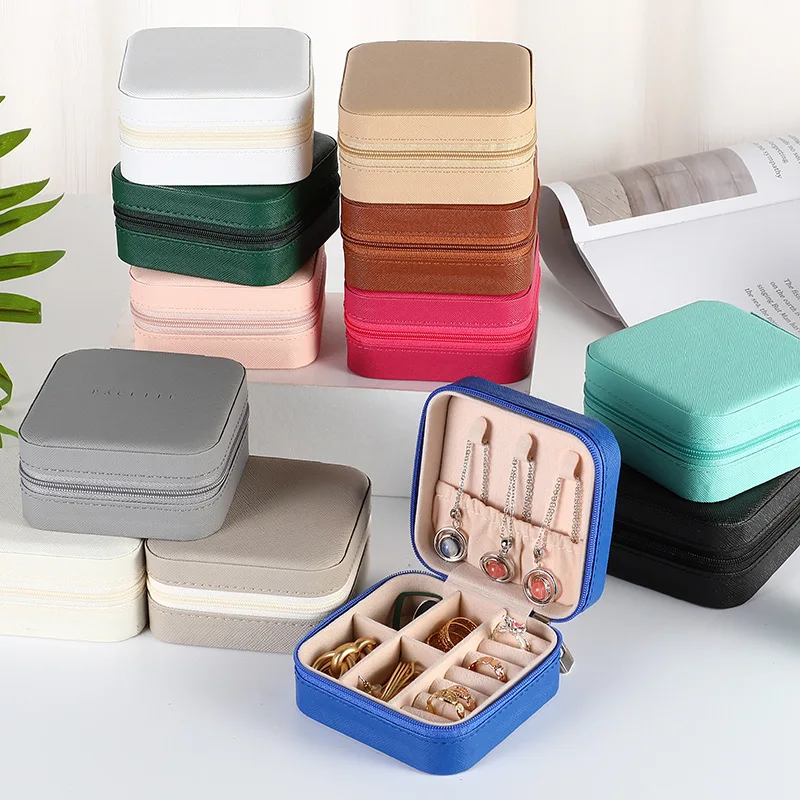 

Portable Mini Jewelry Storage Box Travel Organizer Jewelry Case Leather Storage Earrings Necklace Ring Jewelry Organizer Display