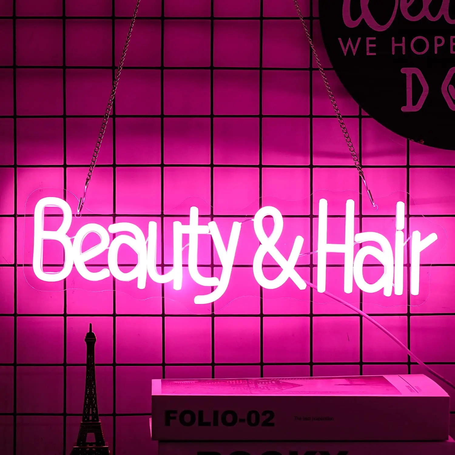 Beauty Hair Neon Signs Salon Hair Salon Sign Word LED Neon Light Sign Powered USB forBeauty Salons Decor for Girls Room Bedroom