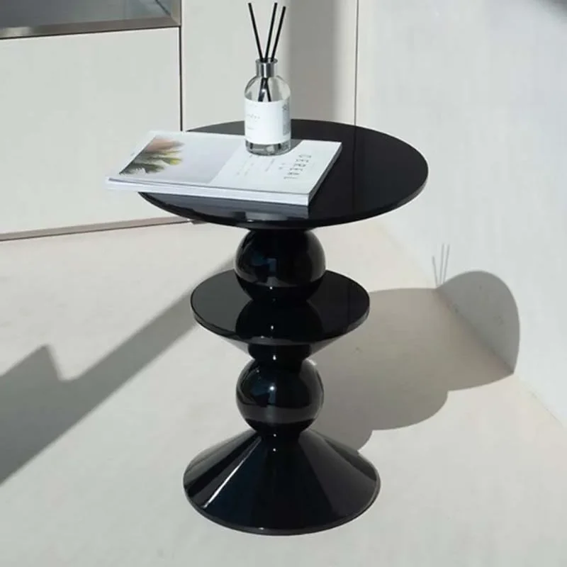 

Round Design Side Table Modern Wheels Minimalist Retro Wood Coffee Tables Black Balcony Tavolino Da Salotto Bedroom Furniture
