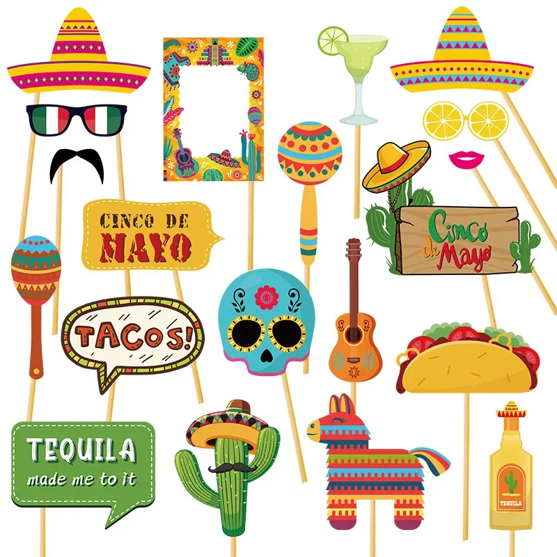 6pcs Mexican Theme Party Decorations Cinco De Mayo Party Paper Hat Headbands Fiesta Photo Booth Props Sombrero Hairband Gift