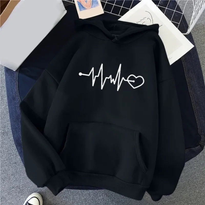 女性のハートプリントのパーカー,女性のスウェットシャツ,柔らかくカジュアル,ゆったりとしたヴィンテージのパーカー,韓国の暖かいトップス,女性のファッション,y2k,冬