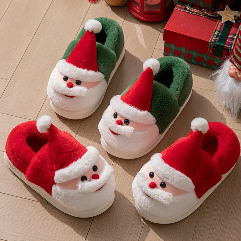عيد الميلاد سانتا أحذية النساء الرجال الشتاء دافئ صوف مبطن النعال سميكة الدافئة القطن المنزل الأحذية داخلي في الهواء الطلق استخدام جديد #3