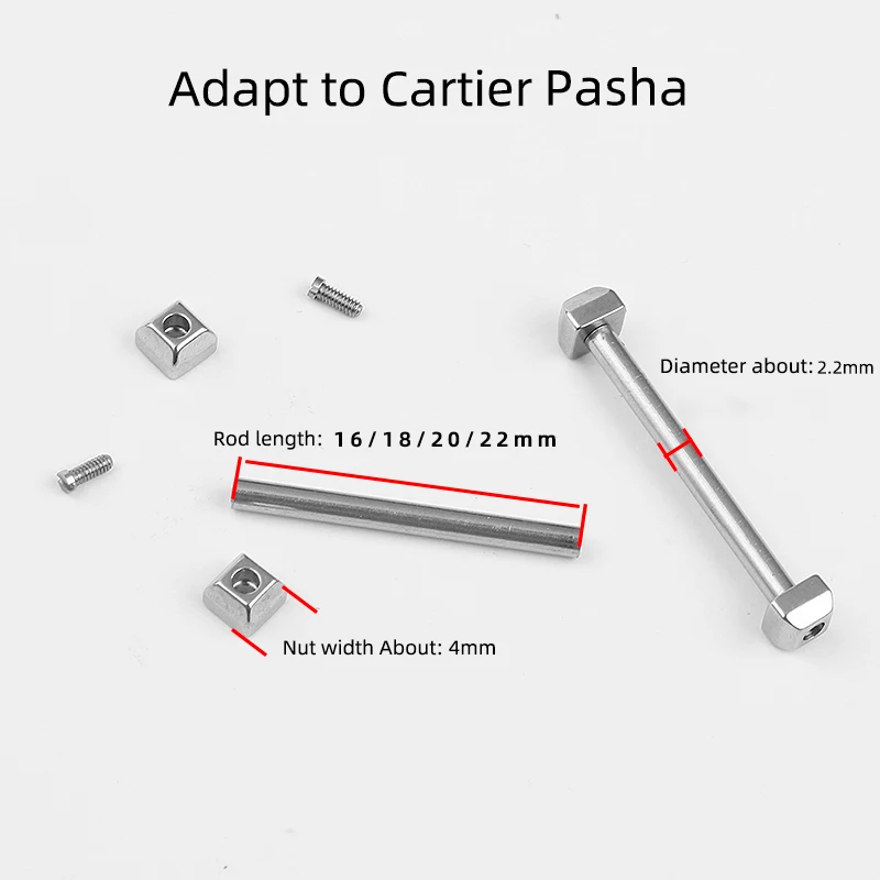 For Cartier Pasha PASHA Watch Connection Rod Stainless Steel Screw Rod Watch Band Replacement Connection Rod Ear Fixed Shaft 22m