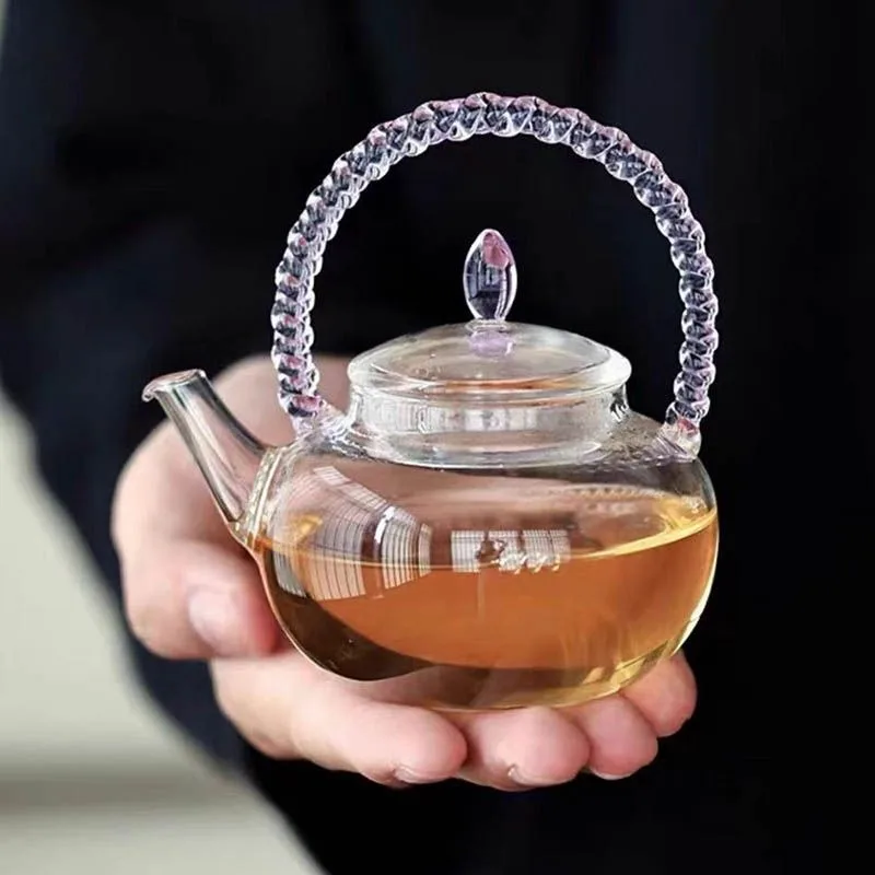 160ml Mini Powder Handle Small Teapot Pyrex Thickened Spiral Handle Handle High Borosilicate Glass Kettle Bubbler