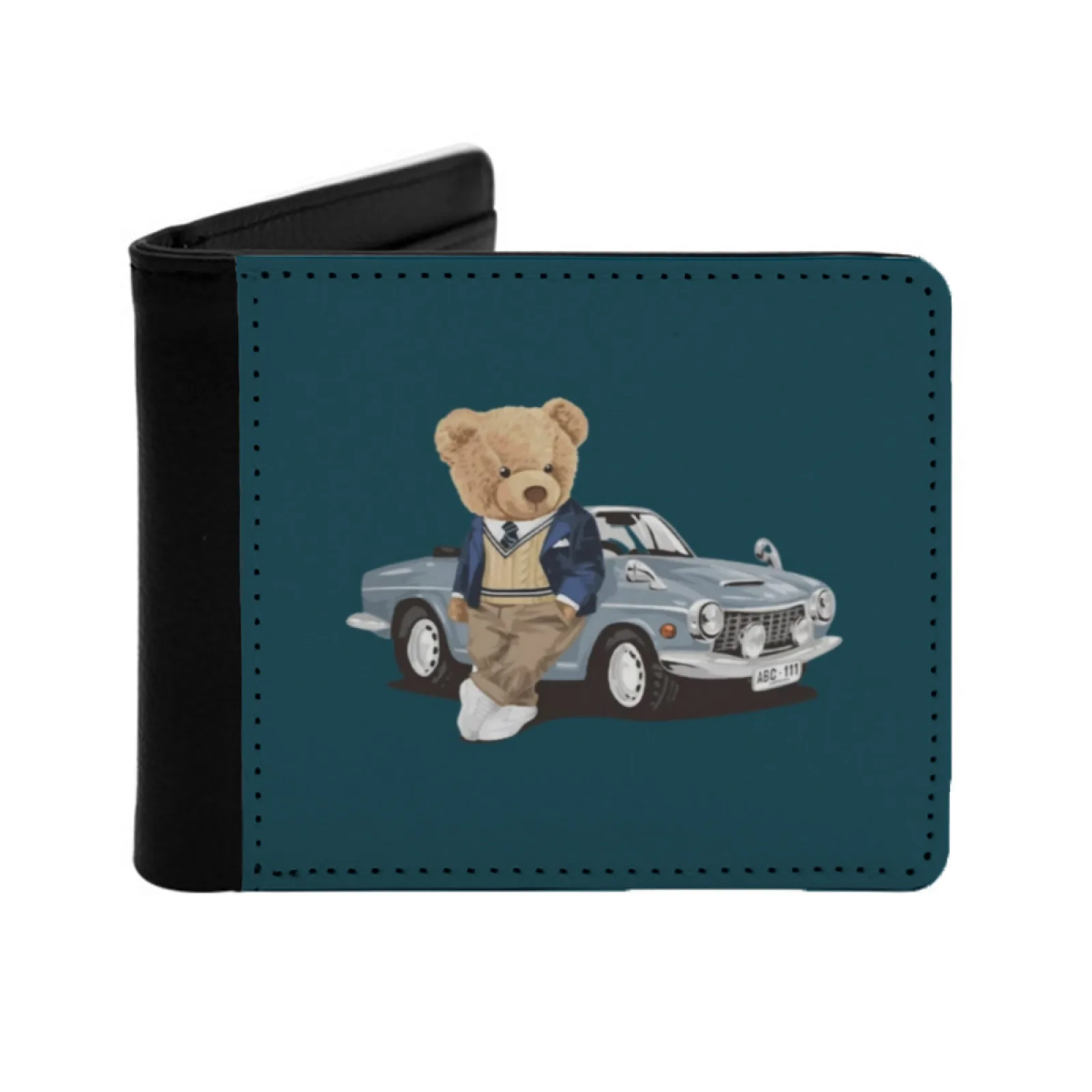 Car Cool Bear S New Men's Wallet Short Fashion Pu Leather Wallet Multi Card Wallet Ralph Teddy Teddy Bear Baseball Rich Bear