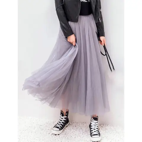 빈티지 tulle 스커트 여성 streetwear 탄성 높은 허리 메쉬 플리츠 스커트 여름 우아한 한국어 라인 사무실 숙녀 스커트 새로운