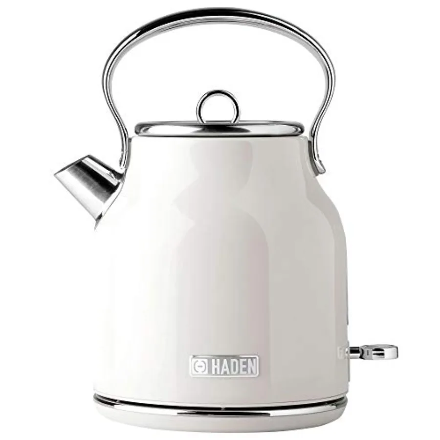 

Heritage 1.7 Liter Stainless Steel Electric Kettle Hot Water Kettle with 360-Degree Base and Auto Shutoff Ivory Chrome