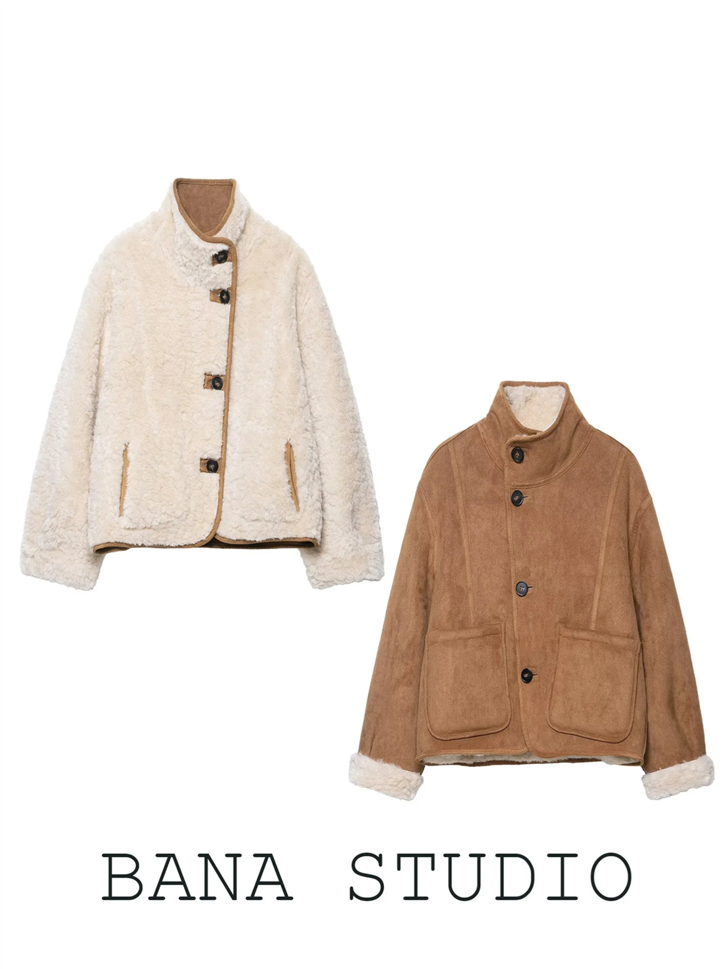 

BANA Suede Long Coat Double-Sided Wearable Female Winter Outerwear Cleanfit Standard Polyester Thickened Long Sleeve Button C...