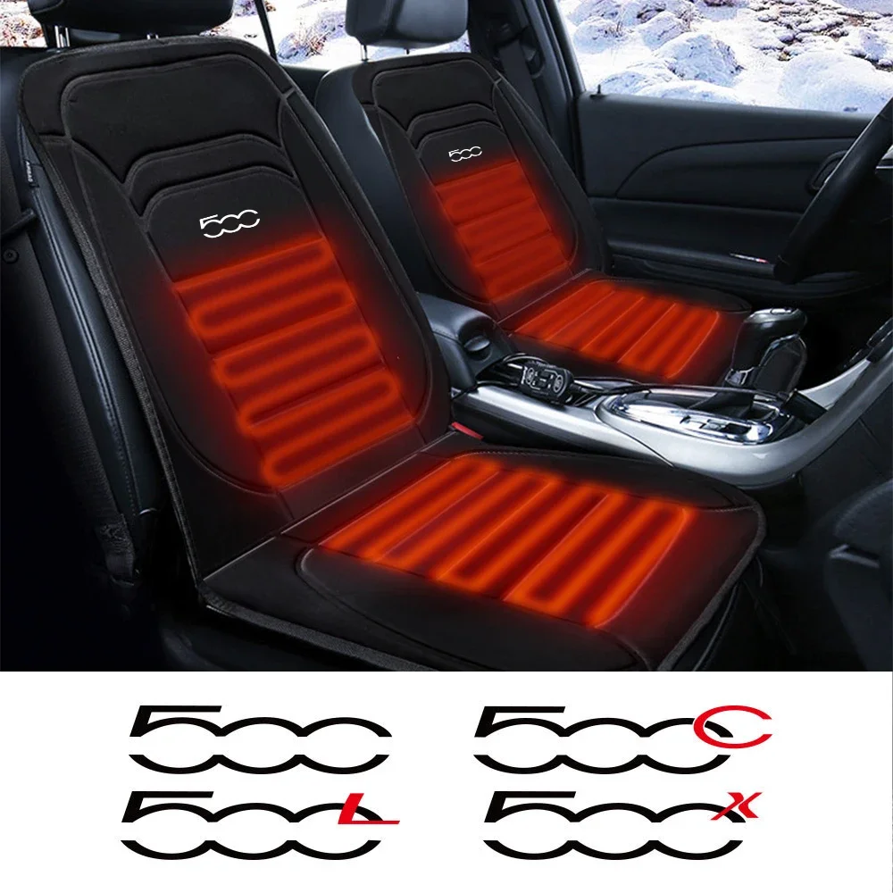 12V Heated Car Seat Cover Cushion Winter Drive Warm For Fiat 500 500C 2012 500X 500L Abarth 695 Auto Interior Accessories