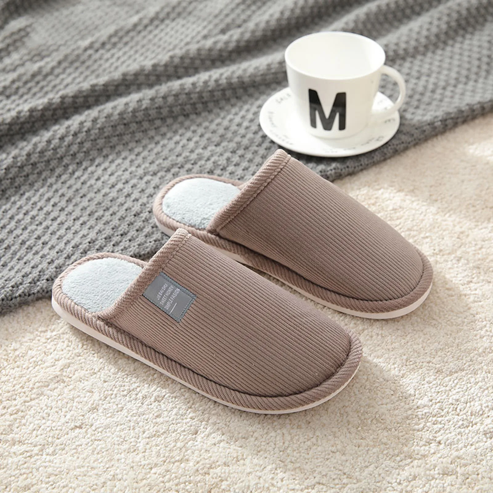 Leisure Homewear Slippers 2024 Mens Slippers For Men Slip On Warm Shoes Soft Plush House Slippers Flip Flop Hot Selling Wear Set