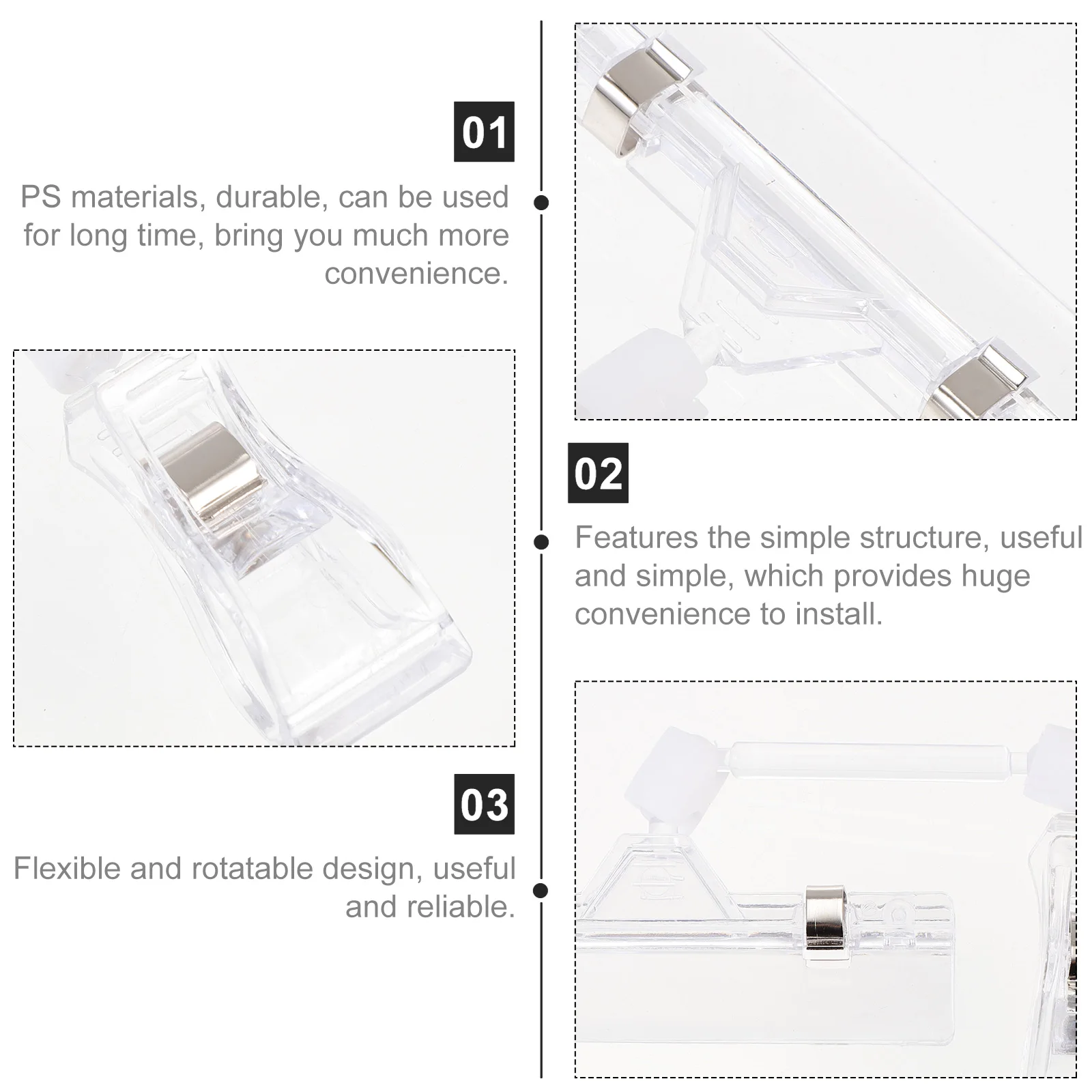 

25pcs Swivel Price Double Display Label Clip Plastic Sign Holder Rotatable Merchandise Tag Clip For Retail Store Display