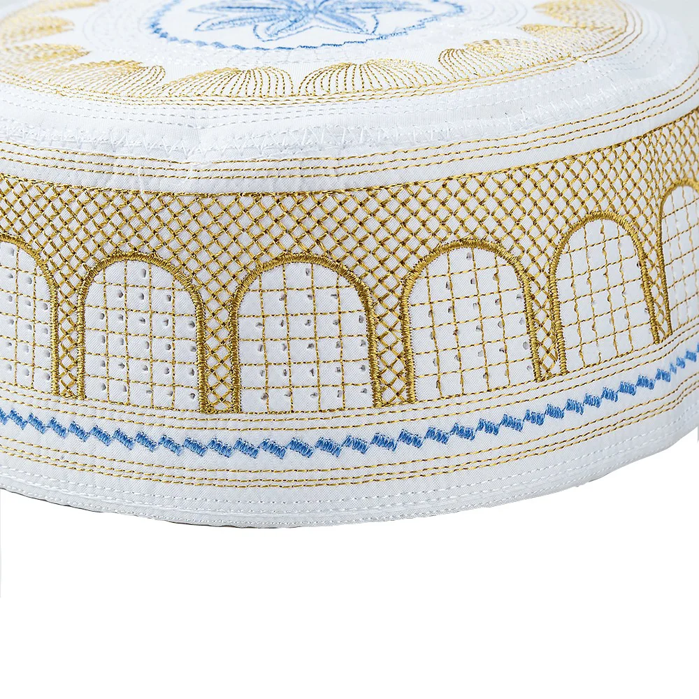 Coton broderie hommes musulmans casquettes de prière loisirs arabie saoudite chapeau islamique hommes foulard Topkippot Turban Islam casquette juive