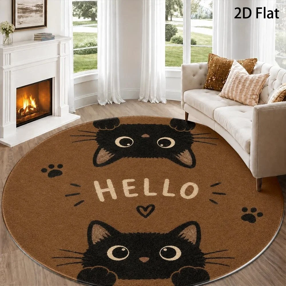 Jungle Animal Floral Round Area Rug Wild Creature Botanical Print Circular Carpet Soft Indoor Floor Mat for Living  Modern