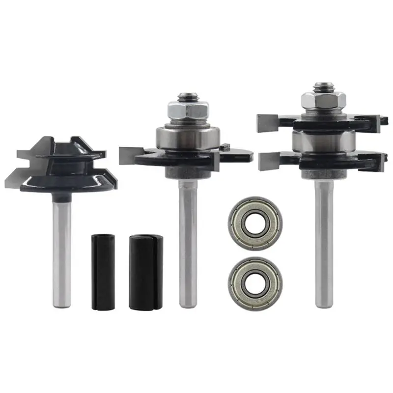 

AA81-7 PCS Woodworking Milling Cutter 45-Degree Tenon Cutter Jigsaw Alloy 3-Tooth T-Type Engraving Machine Woodworking Cutter
