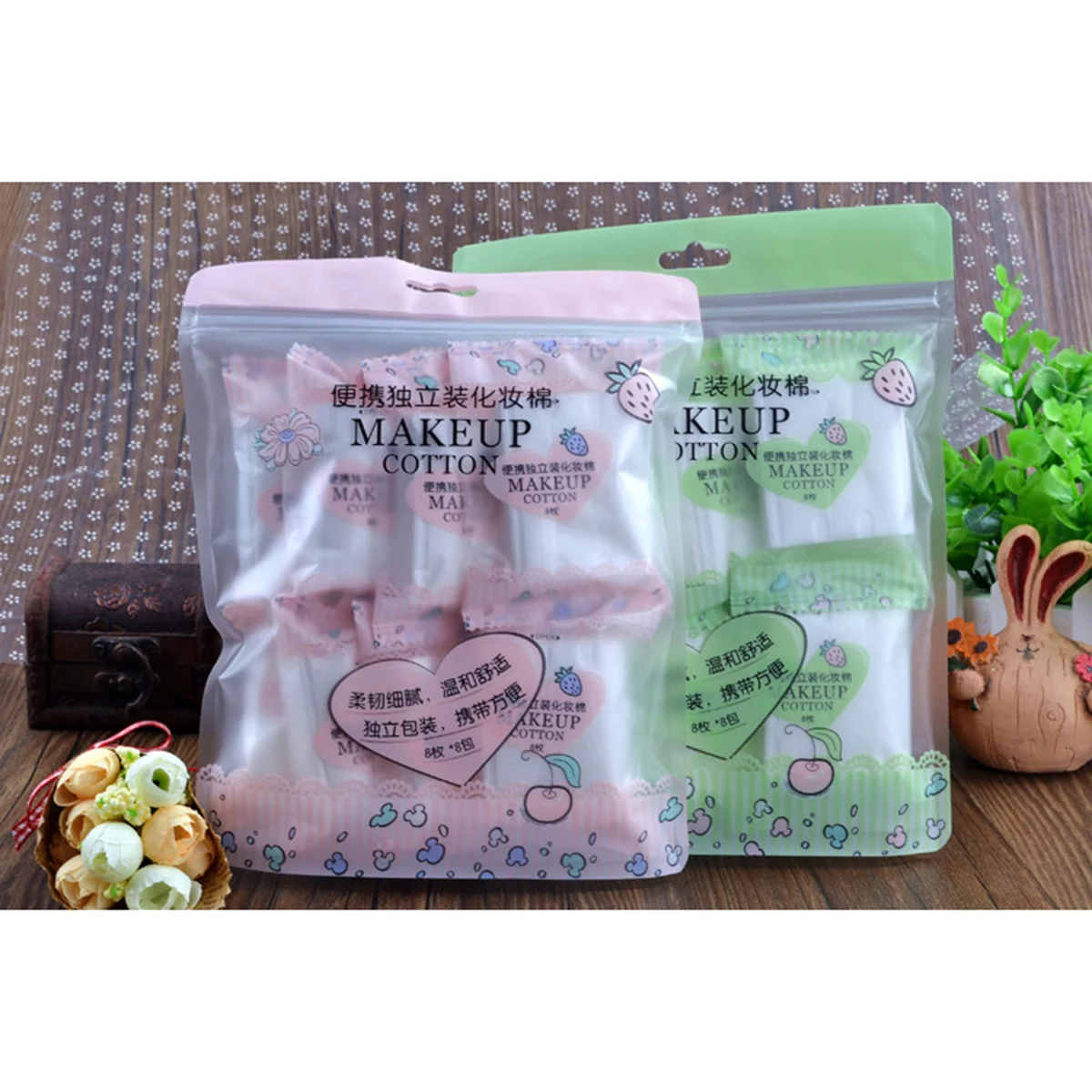 64Pcs Portable Cotton Piece Makeup Remover Soft Absorbent Sanitary Individual Pack Nonwovens Fabric