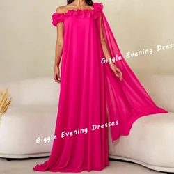 Giggle Crepe Off-The-Shoulder Ruched Prom Gown Saudi Arab Elegance Summer Floor-Length Evening Party Dresses for Women 2024