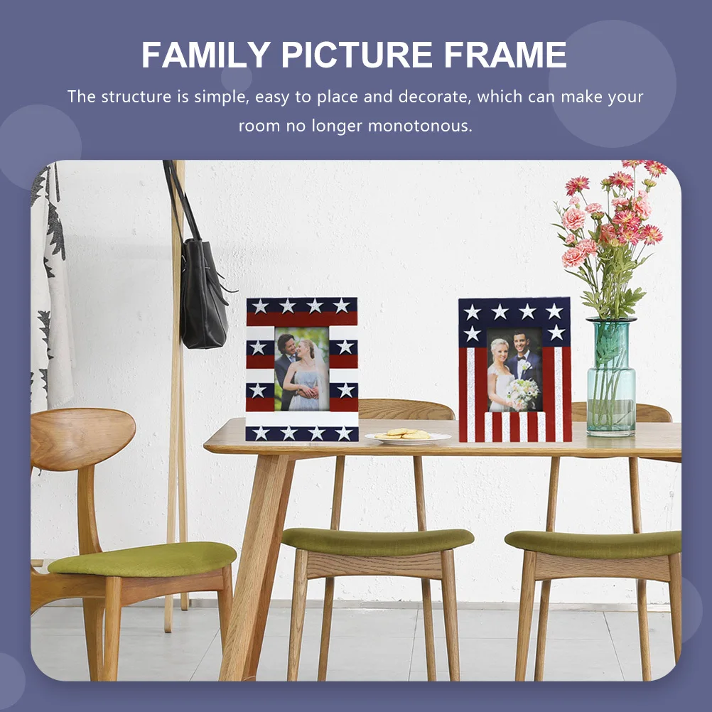 

Independence Day Picture Frame Decorative Photo Holder for Office Desktop Ornament and Special Event Photo Display