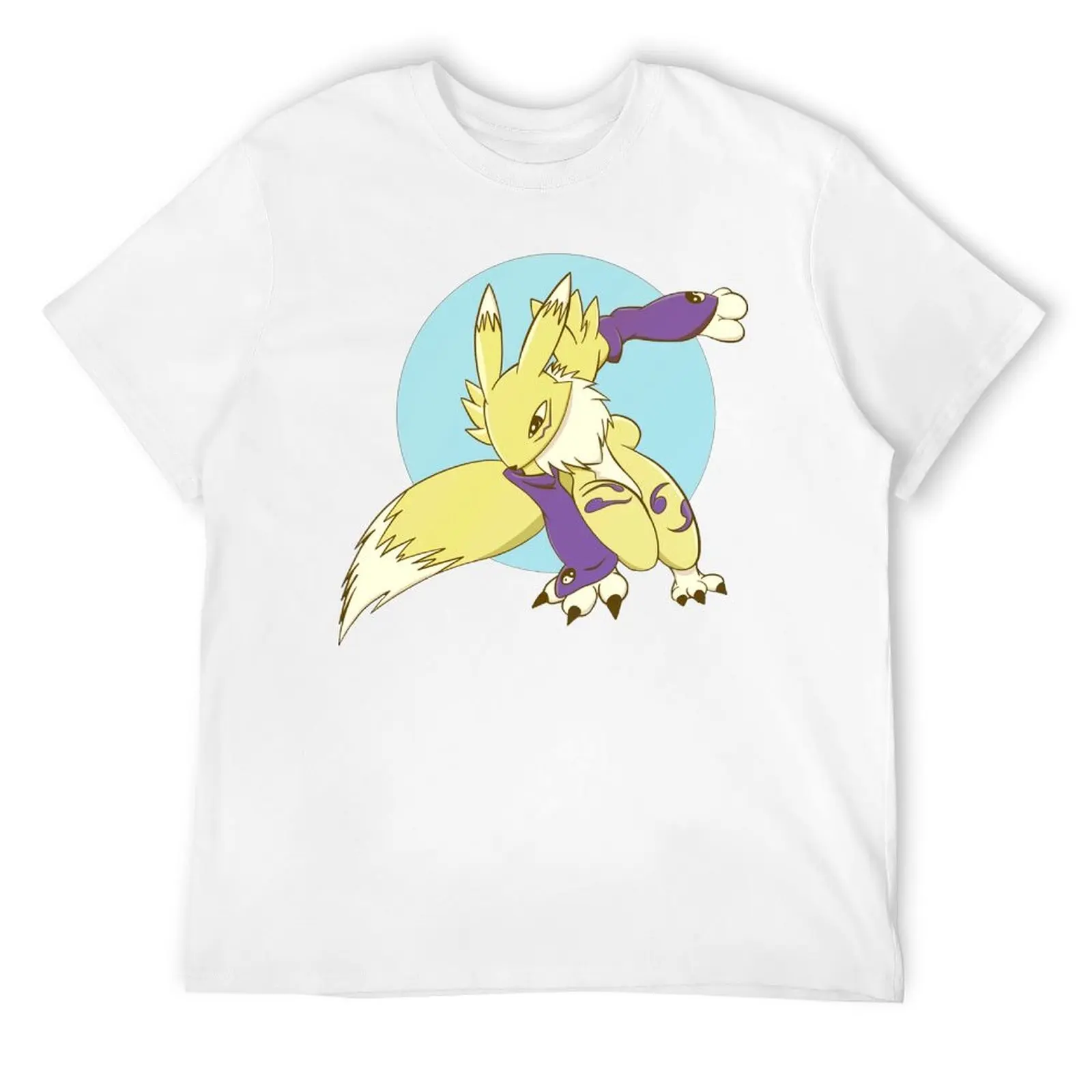 Renamon Golden Fox Anime Digimon Circle Design Po T-shirt Fresh Sport Top Tee Graphic Vintage Aactivity Competition Funny Joke E