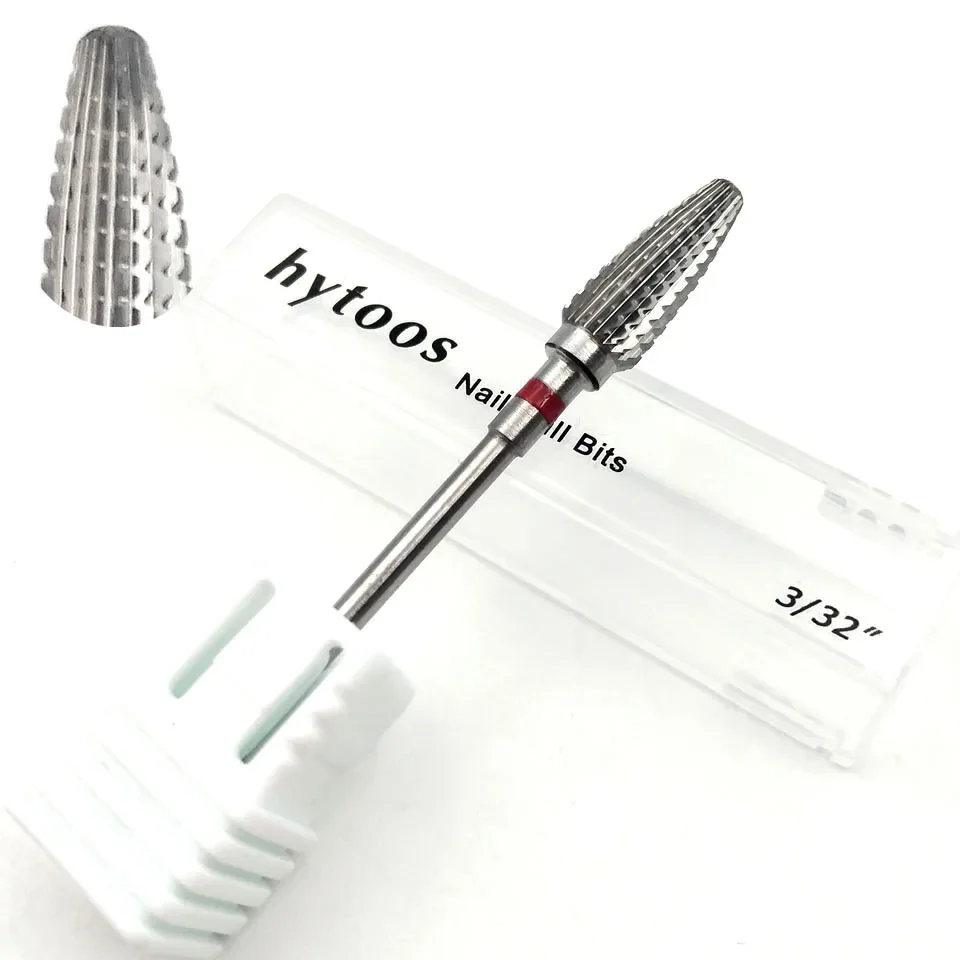 HYTOOS Nail Drill Bit 3/32" Tungsten Carbide Nail Bits Rotary Burr Millling Cutter for Manicure Electric Nails Accessories Tool