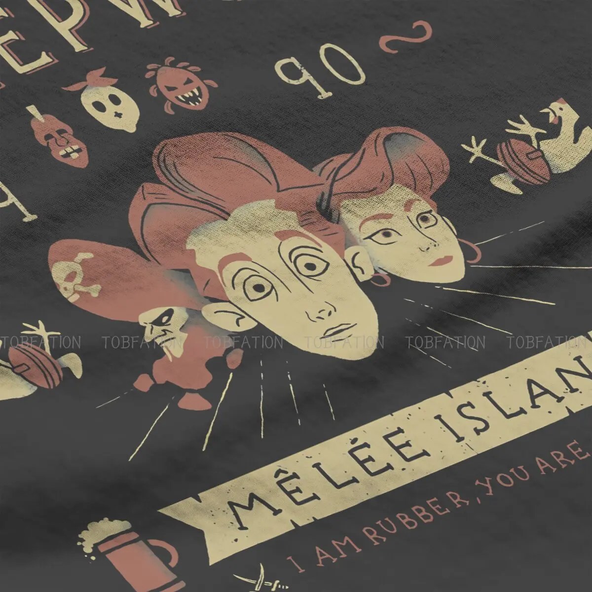 Monkey Island Game LeChuck Elaine Guybrush TShirt for Men Pirates Time Basic Summer Sweatshirts T Shirt High Quality Trendy