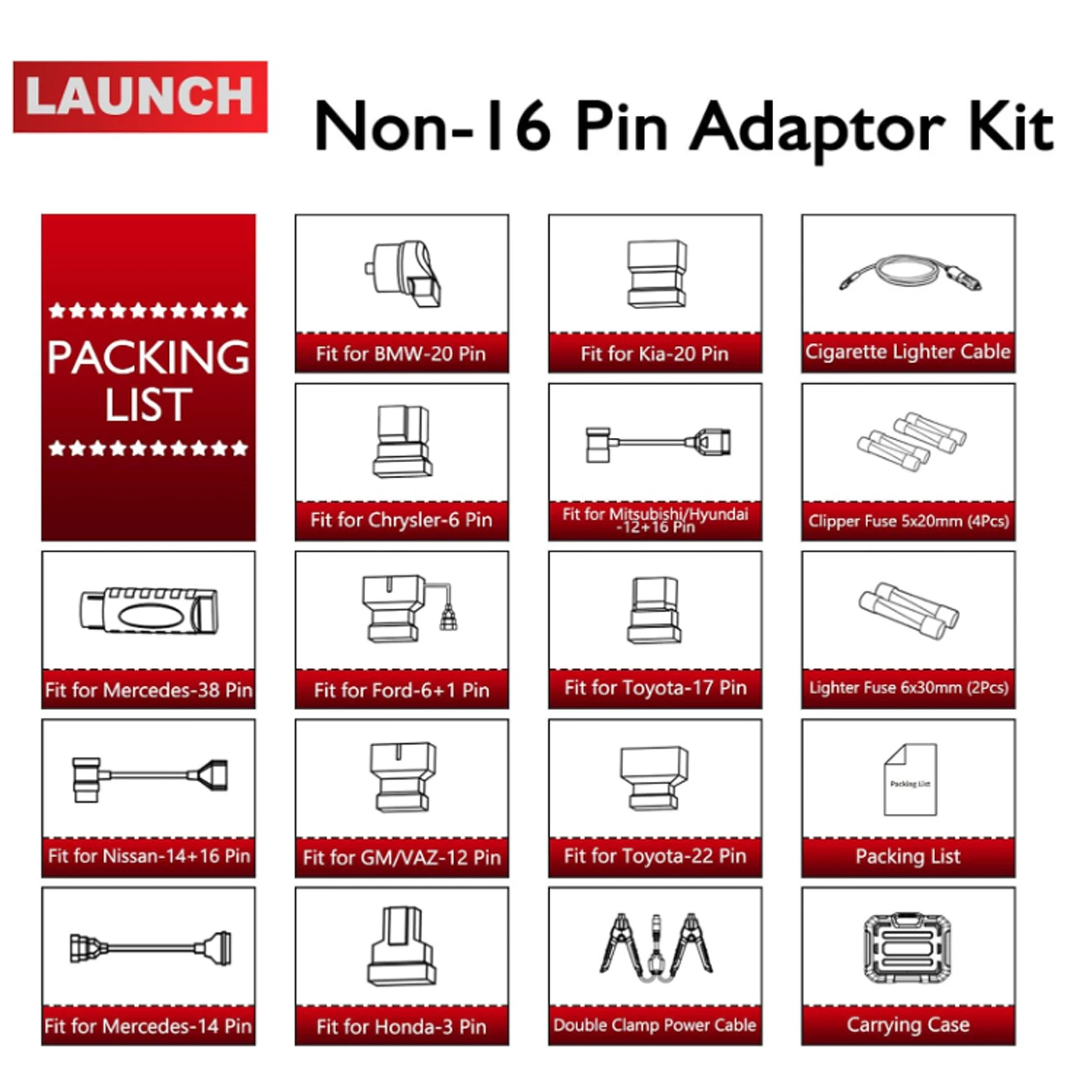 LAUNCH X431 Non-16 Pin Adaptor Box For CRP919E / CRP919E BT/ X431 pro v5.0/pro3s+ v5.0/ X431 PAD V ELITE
