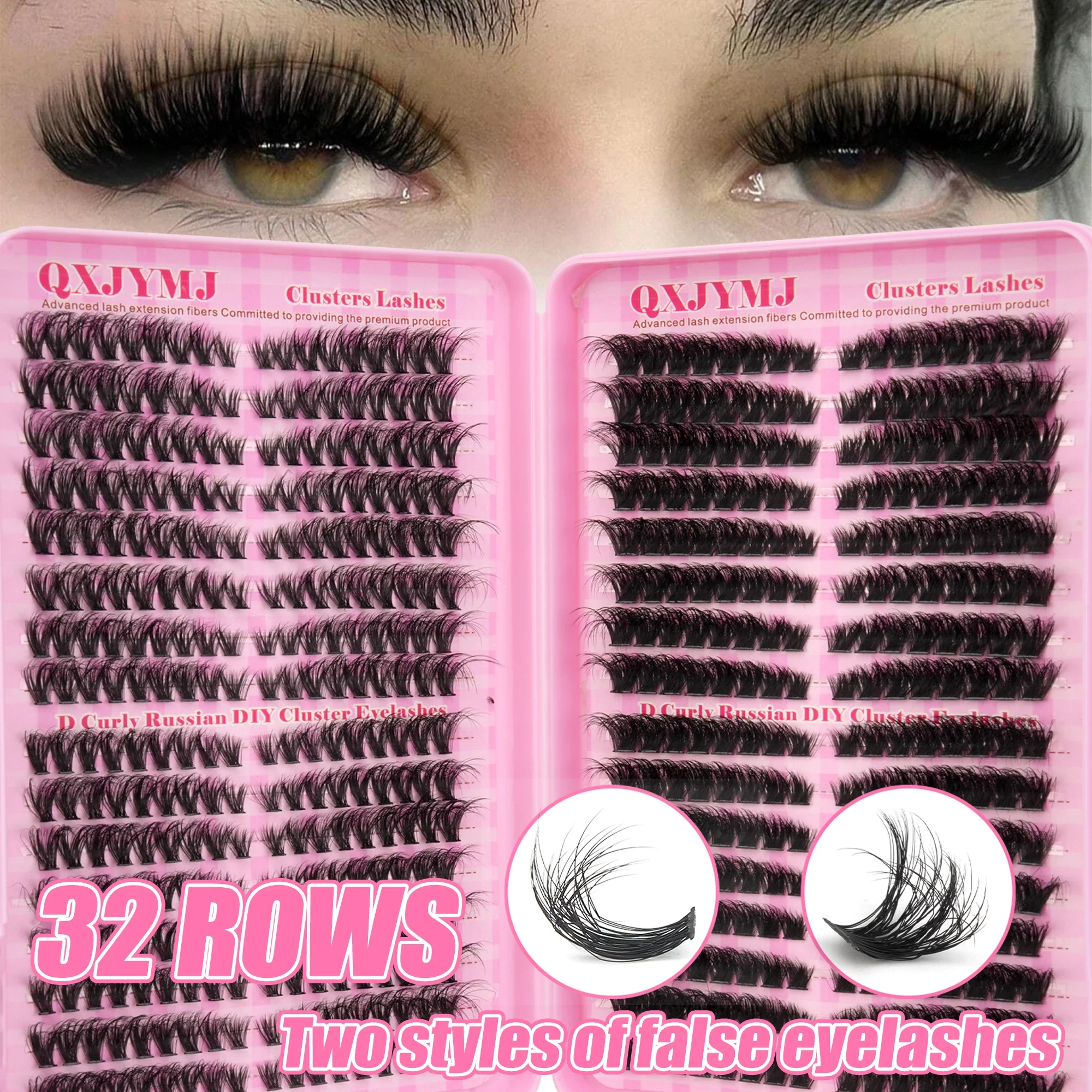 Eyelash Extension Russian - 32 Rows Russian Cluster Lashes D
